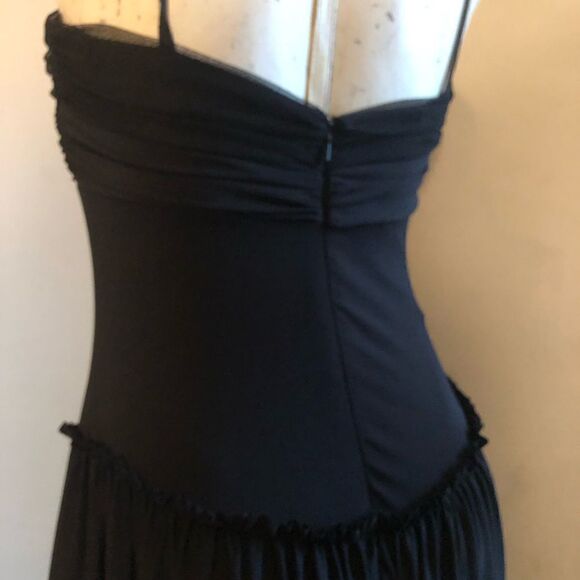 Vera Wang Collection Ruched full‎ sweep Drop Waist slip black dress 0 - Picture 6 of 11